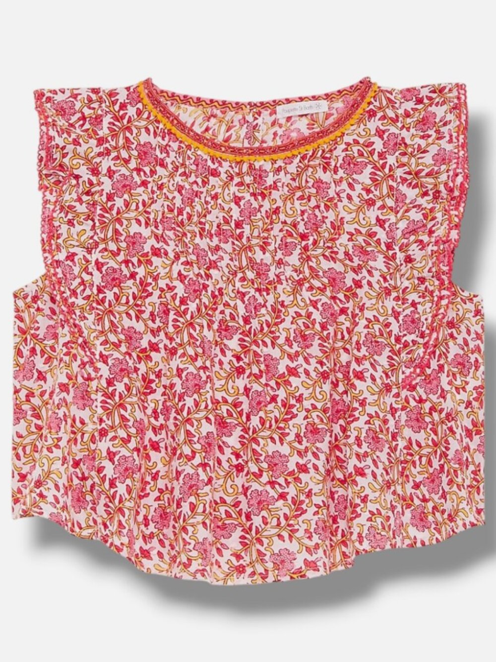 Poupette St Barth Kid's Girl's Pink Floral Amber Blouse Size 6